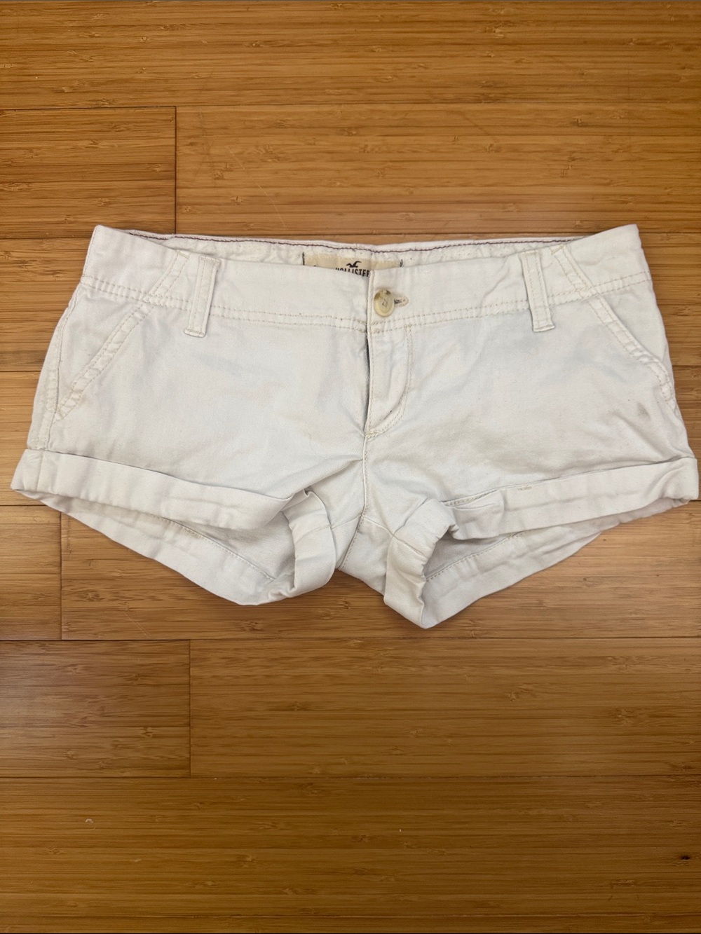 Hollister White Cuffed Denim Jean Shorts